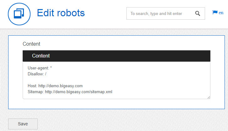 Manage robots.txt