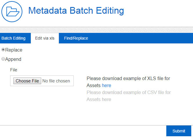 Update any metadata fields via uploading an XLS file