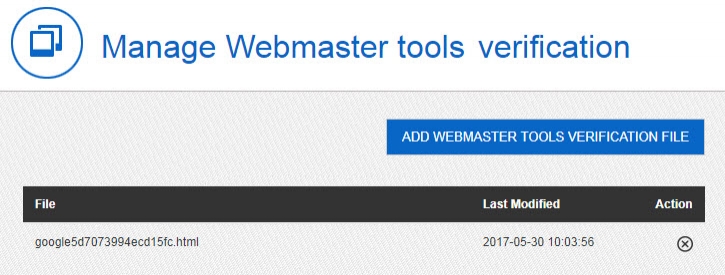 Webmaster tools verification code
