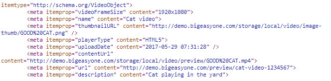 Structured data in the page code